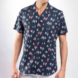 Chemisette droite en coton imprimé surf col plat