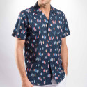 Chemisette droite en coton imprimé surf col plat