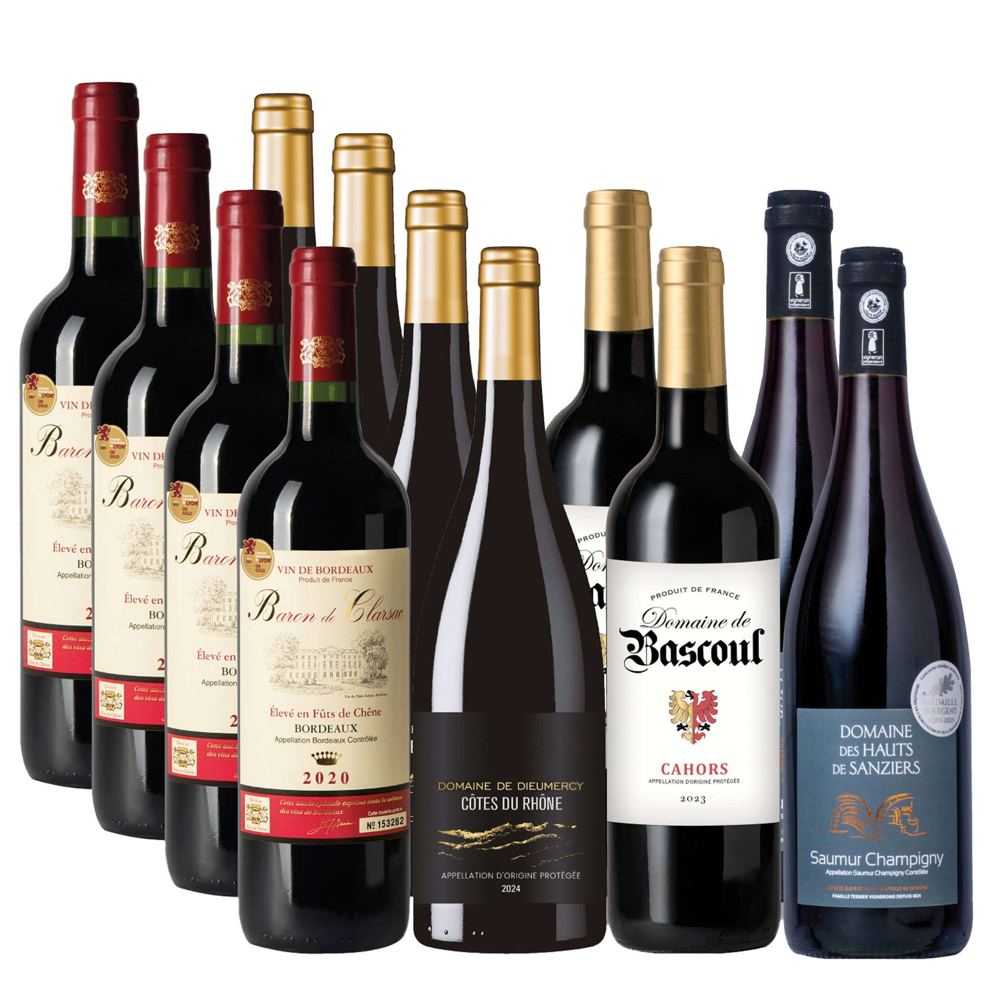 Assortiment de vins, 12 bouteilles