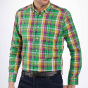 Chemise droite coton carreaux col boutonné