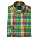 Chemise droite coton carreaux col boutonné