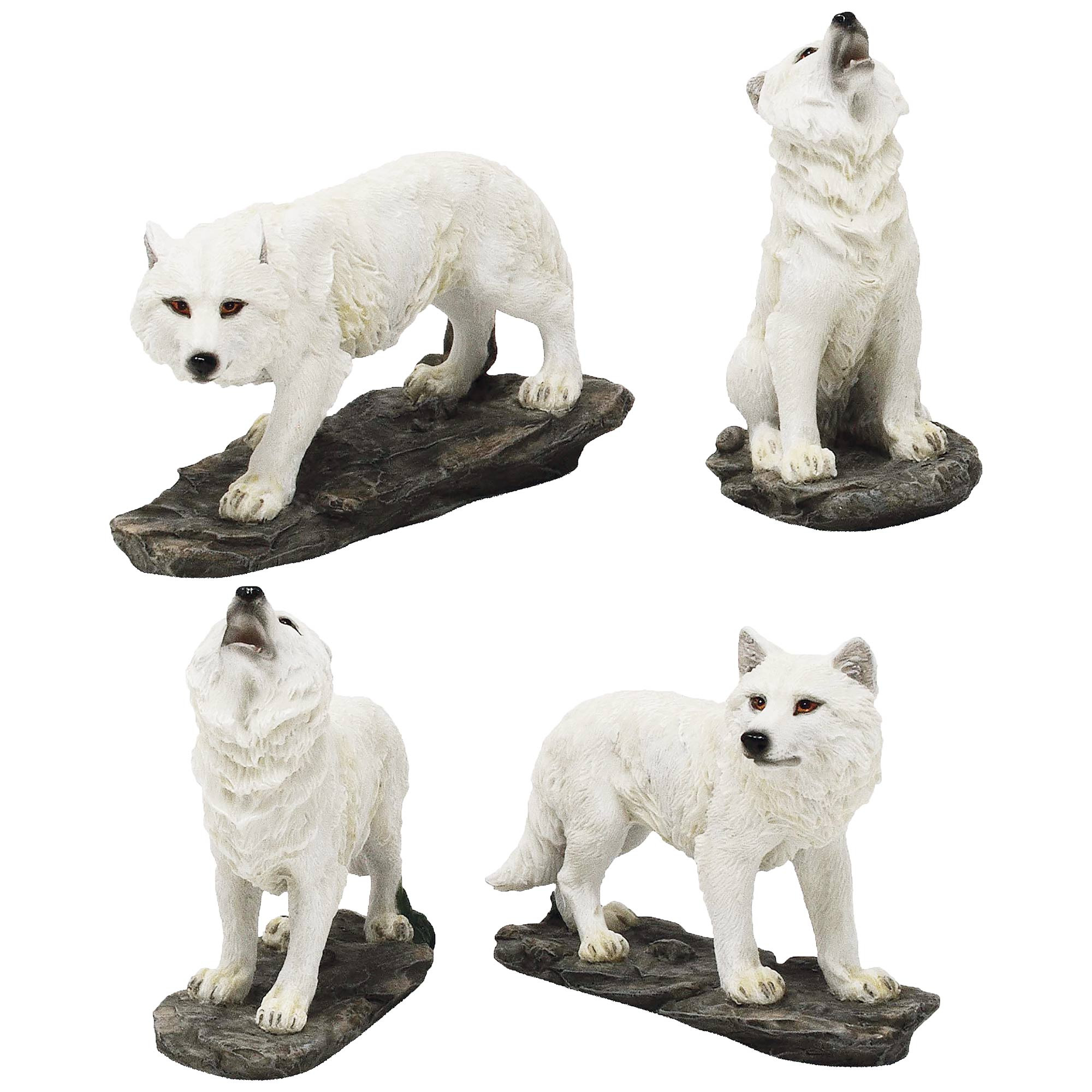 Les 4 figurines loups blancs