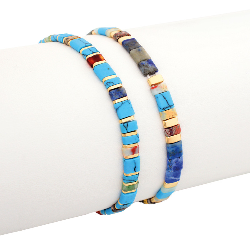 Lot de 2 bracelets pierres fines