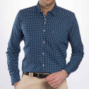 Chemise droite coton imprimée fantaisie col boutonnage caché