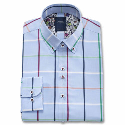 Chemise droite coton carreaux oxford col boutonné