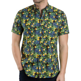 Chemisette droite imprimée citron col boutonné, Encolure : 39/40, Couleur : Multicolore, par l’Homme Moderne.
