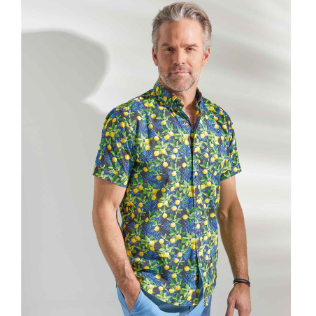 Chemisette droite imprimée citron col boutonné