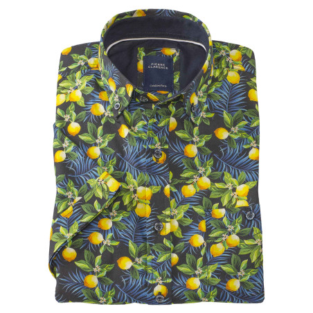 Chemisette droite imprimée citron col boutonné