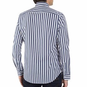Chemise droite coton rayée nautique col boutonné