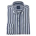 Chemise droite coton rayée nautique col boutonné
