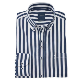 Chemise droite coton rayée nautique col boutonné
