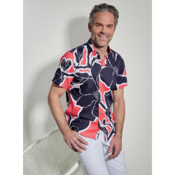 Chemisette droite satin de coton imprimée Arty col semi-italien