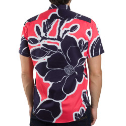 Chemisette droite satin de coton imprimée Arty col semi-italien