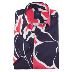 Chemisette droite satin de coton imprimée Arty col semi-italien