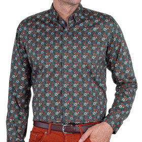 Chemise droite imprimé floral col boutonnage caché
