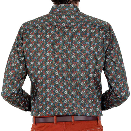 Chemise droite imprimé floral col boutonnage caché
