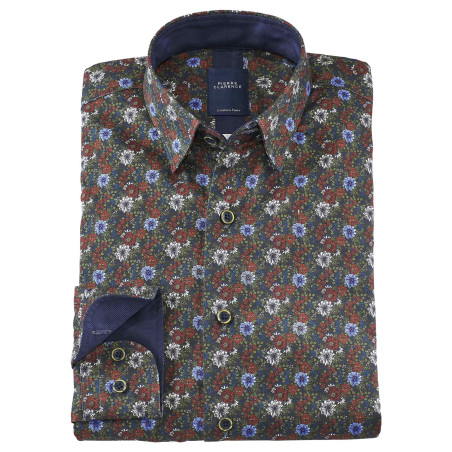 Chemise droite imprimé floral col boutonnage caché