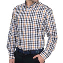 Chemise droite carreaux coton lin