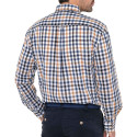 Chemise droite carreaux coton lin