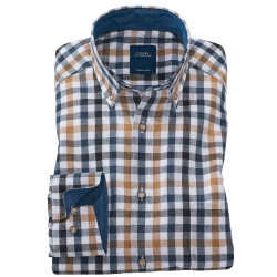 Chemise droite carreaux coton lin