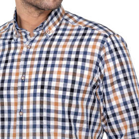 Chemise droite carreaux coton lin (5)