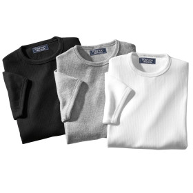 Tee-Shirts Thermiques - les 3, Tour de poitrine : M (96/100), Couleur : Blanc/Gris/Noir, par l’Homme Moderne.
