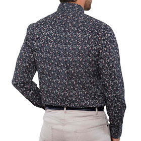 Chemise droite velours imprimé floral col boutonné (3)