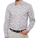 Chemise droite popeline imprimé floral col semi-italien