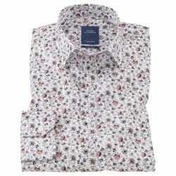 Chemise droite popeline imprimé floral col semi-italien