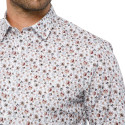 Chemise droite popeline imprimé floral col semi-italien