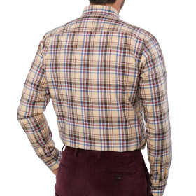 Chemise droite coton carreaux clan col boutonné