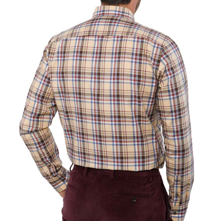Chemise droite coton carreaux clan col boutonné