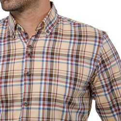 Chemise droite coton carreaux clan col boutonné