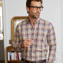 Chemise droite coton carreaux clan col boutonné