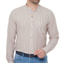 Chemise droite coton rayée seersucker col officier