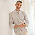 Chemise droite coton rayée seersucker col officier