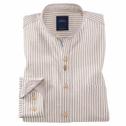 Chemise droite coton rayée seersucker col officier