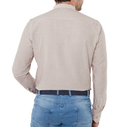 Chemise droite coton rayée seersucker col officier