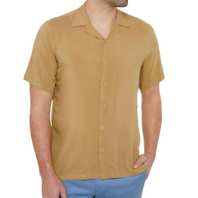 Chemisette droite viscose light col bowling, Encolure : 37/38, Couleur : Beige, par l’Homme Moderne.