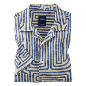 Chemisette droite viscose imprimé labyrinthe col bowling