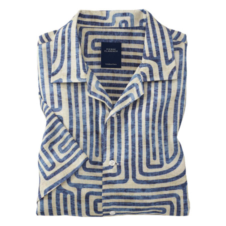 Chemisette droite viscose imprimé labyrinthe col bowling