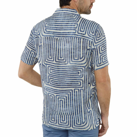 Chemisette droite viscose imprimé labyrinthe col bowling