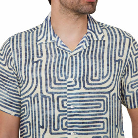 Chemisette droite viscose imprimé labyrinthe col bowling