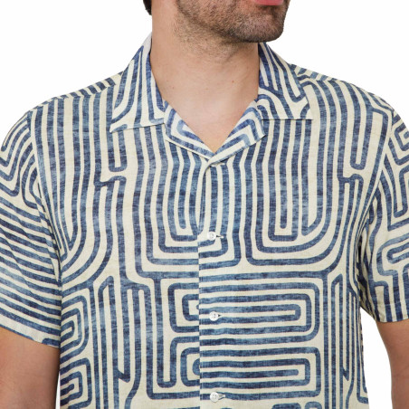 Chemisette droite viscose imprimé labyrinthe col bowling
