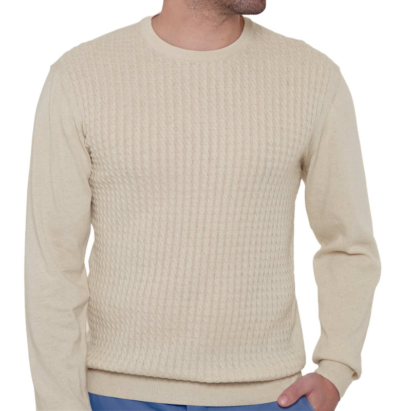 Pull torsadé coton lin