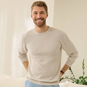 Pull torsadé coton lin