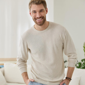 Pull torsadé coton lin