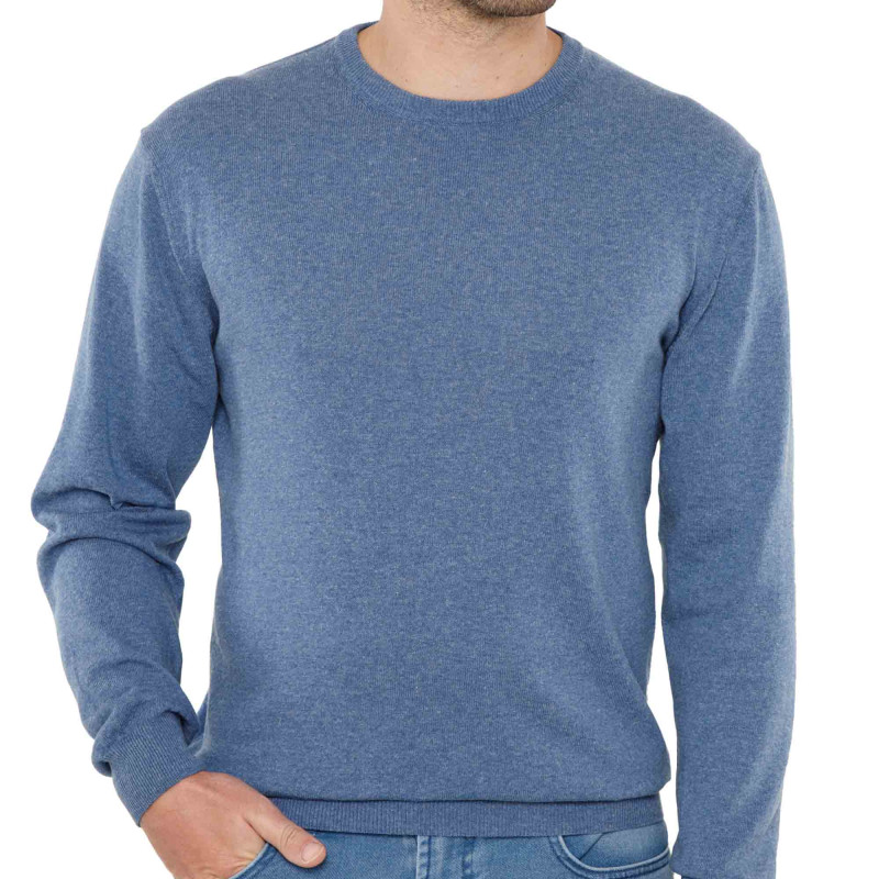 Pull coton lin col ras de cou