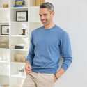 Pull coton lin col ras de cou