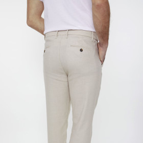 Pantalon détente chevron lin